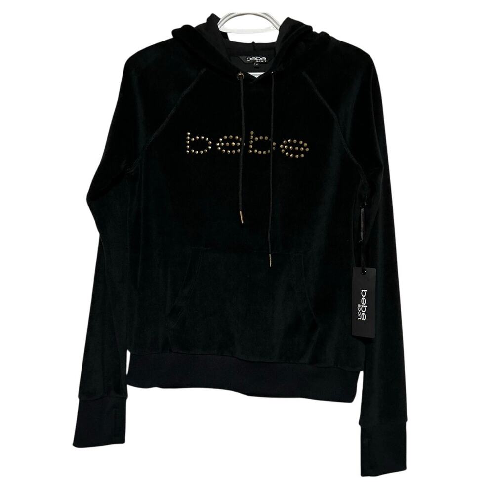 Bebe Sport Women's‎ Black Velour Hoodie Size S